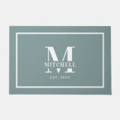 Paillasson Elegan Monogramme Sage Green Personnalisé Nom de f (Devant)