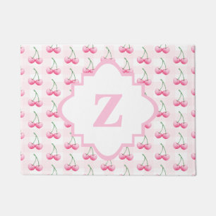 Paillasson Elégant aquarelle rose cerisier Monogramme