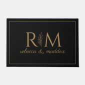 Paillasson Elegant Black Gold Monogram Script (Devant)