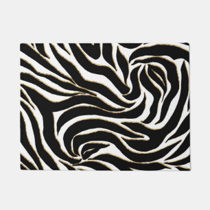 Paillasson Elégant Black Gold Zebra Poster de animal blanc