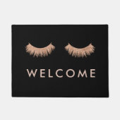 Paillasson Élégant Black Rose Gold Eyelashes Welcome Doormat (Devant)