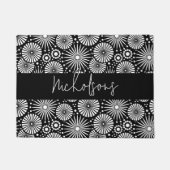 Paillasson Elegant Black White Geometric Starburst Name (Devant)