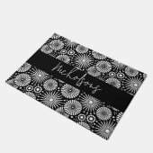 Paillasson Elegant Black White Geometric Starburst Name (Incliné)