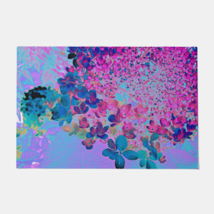 Paillasson Élégant bleu foncé et lumière magenta Hydrangea