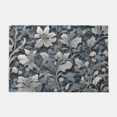 Paillasson Elégant bleu poussiéreux argent blanc gris gris fl (Devant)