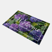 Paillasson Elégant bleu violet magenta vert hydrangée florale (Incliné)