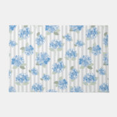 Paillasson Elegant Blue Hydrangea Pattern Gray Stripe  (Devant)