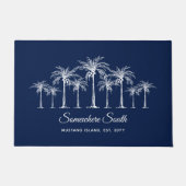 Paillasson Elegant Blue White Palm Trees Personalized (Devant)