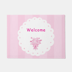 Paillasson Élégant Bouquet Floral de Quinceañera   Rose & Bla