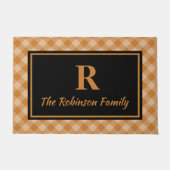 Paillasson Élégant Buffle de Chute Noire Plaid Monogramme Per (Devant)