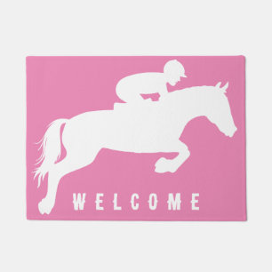 Paillasson Élégant cavalier équestre moderne rose