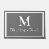Paillasson Élégant Charcoal Grey Double bordures Monogramme (Devant)
