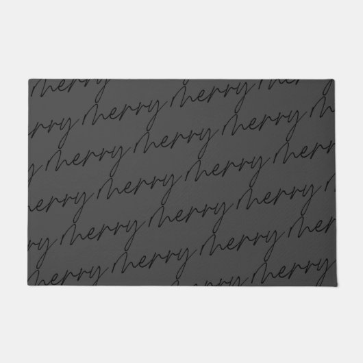 Paillasson Élégant chic noir gris joyeux Script Lettrage (Devant)