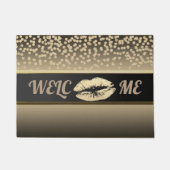 Paillasson Élégant Diamants Or-Glittery Lip Personnalisé (Devant)