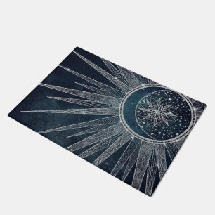 Paillasson Élégant Doodle Mandala Blue Moon Silver