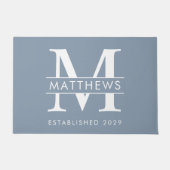 Paillasson Élégant Dusty Blue Custom Monogramme Nom (Devant)