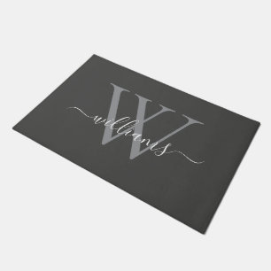 Paillasson Élégant Dusty Grey Personnalisé Monogramme Nom du