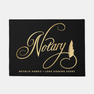 Paillasson Elegant Gold & Navy Notaire Loan Agent