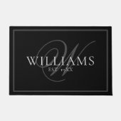 Paillasson Elegant Grey Monogramme Nom Nouveau marié Mariage  (Devant)
