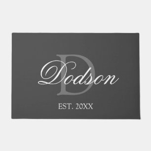 Paillasson Élégant gris blanc Monogramme Date d'établissem