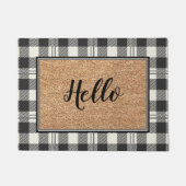 Paillasson Élégant Hello Faux Coir Buffalo Conception Plaid (Devant)