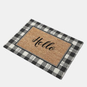 Paillasson Élégant Hello Faux Coir Buffalo Conception Plaid (Incliné)