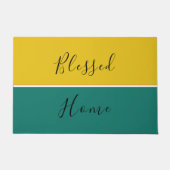 Paillasson Élégant Jaune Vert Script moderne Béni Accueil (Devant)