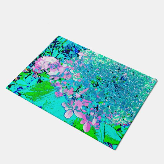 Paillasson Élégant Limelight rose et bleu Hydrangea (Incliné)