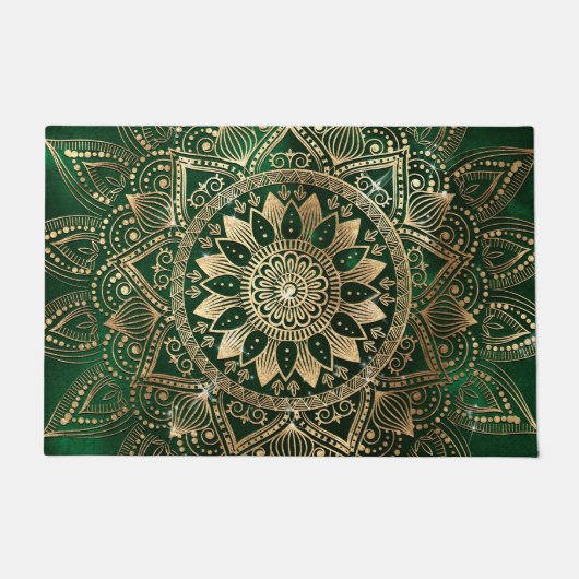 Paillasson Elégant Mandala Vert Or (Devant)