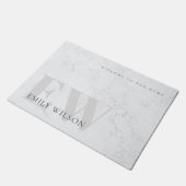 Paillasson Élégant marbre rustique Pierre gris Monogramme Nom (Incliné)