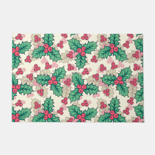 Paillasson Élégant modèle vintage Noël Holly Floral