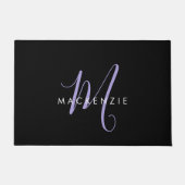 Paillasson Élégant moderne Lavande Noire Script Monogramme (Devant)