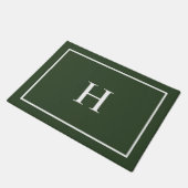 Paillasson Élégant Moderne Monogramme Vert Foncé (Incliné)