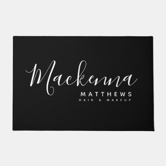 Paillasson Elégant moderne Nom personnalisé Black Coiffeur (Devant)