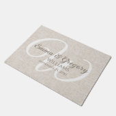 Paillasson Élégant Monogramme Blanc Lin (Incliné)