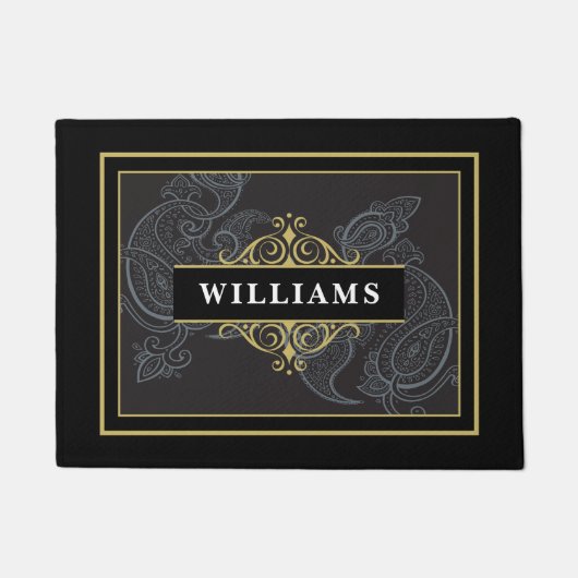 Paillasson Élégant Monogramme de marguerite en or noir (Devant)