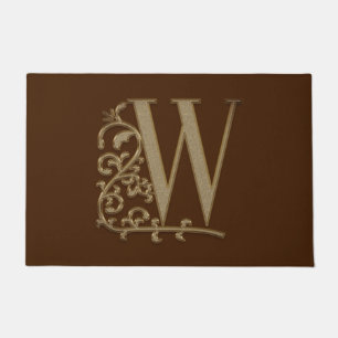 Paillasson Élégant Monogramme d'entrée W initial sur Brown