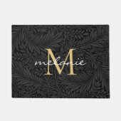 Paillasson Élégant Monogramme d'or floral noir (Devant)