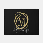 Paillasson Élégant Monogramme élégant Nom de script Black Gol (Devant)