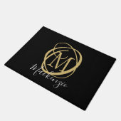 Paillasson Élégant Monogramme élégant Nom de script Black Gol (Incliné)