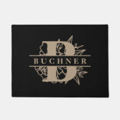 Paillasson Élégant Monogramme Floral & Nom (Devant)