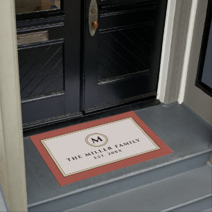 Paillasson Élégant Monogramme Nom de famille Porte mat Te
