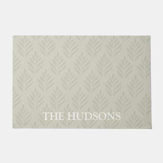 Paillasson Élégant Motif Botanique Beige Personnalisé (Devant)