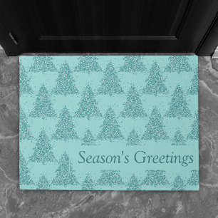 Paillasson Élégant Motif d'arbre Luxe Aqua Mint Christmas