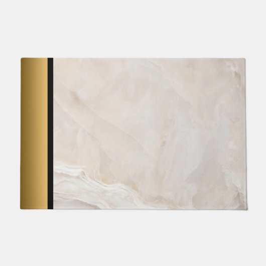 Paillasson Élégant Motif en marbre doré à la crème moderne et (Devant)