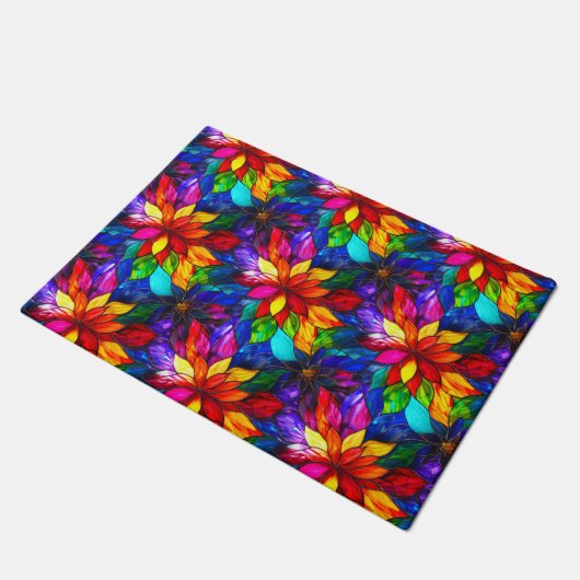 Paillasson Élégant Motif en verre à fond arc-en-ciel (Incliné)