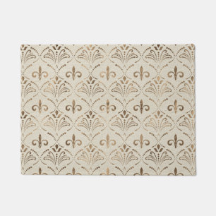Paillasson Élégant motif Fleur de lis - or pastel