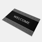 Paillasson Élégant Motif grec gris sur mat noir (Incliné)