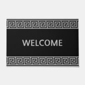 Paillasson Élégant Motif grec gris sur mat noir (Devant)