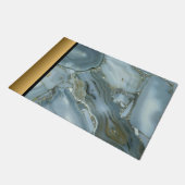 Paillasson Élégant Motif moderne chic bleu gris or marbre (Incliné)